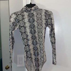 Snakeskin turtle neck bodysuit